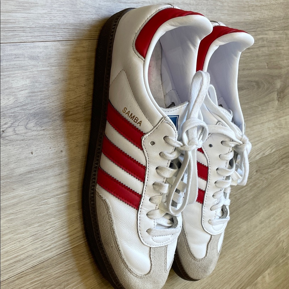 Adidas White and Red Classic Sneakers - Picture 2 of 2